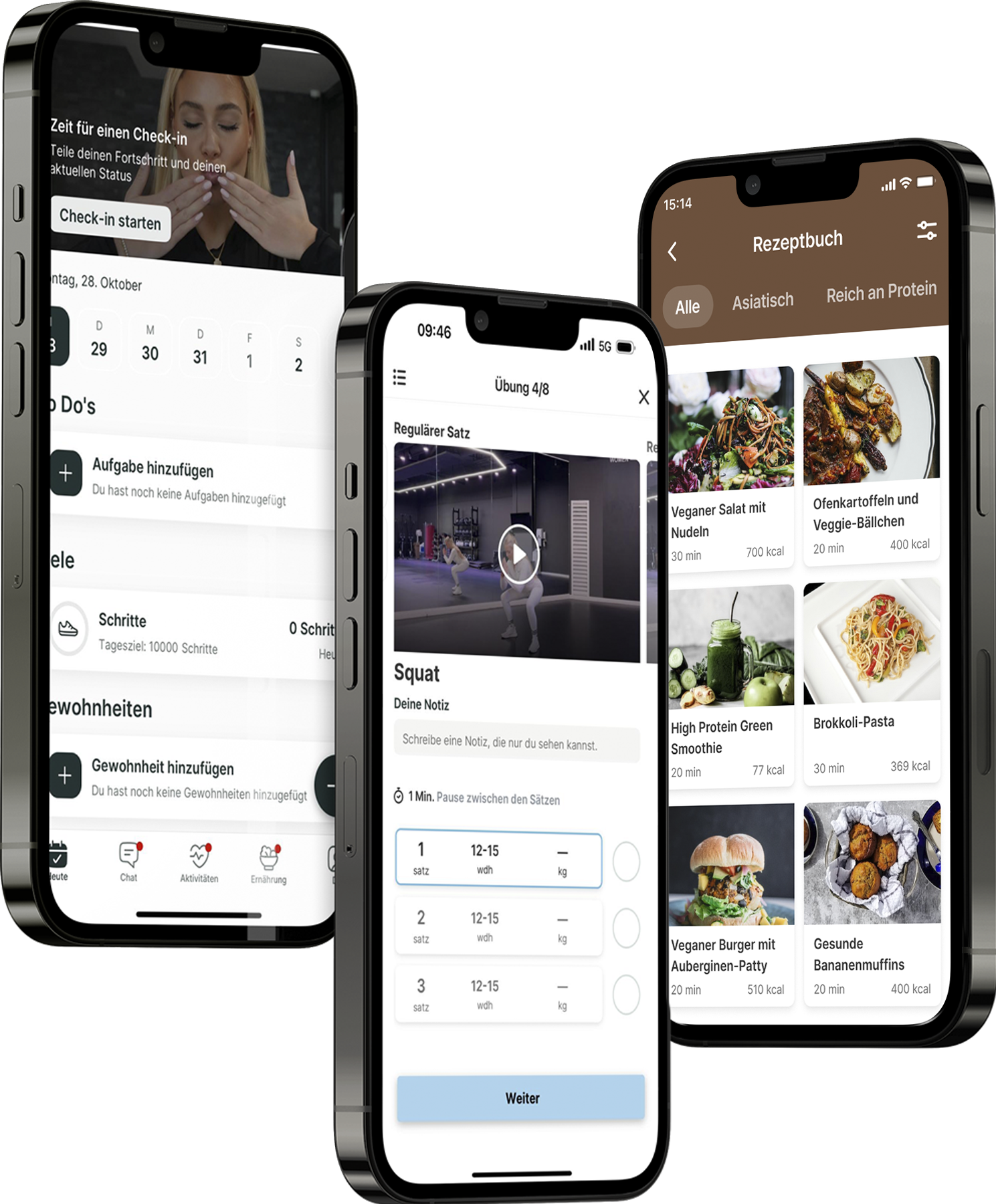 Ein Mockup der Coaching-App, das die Funktionen zeigt.